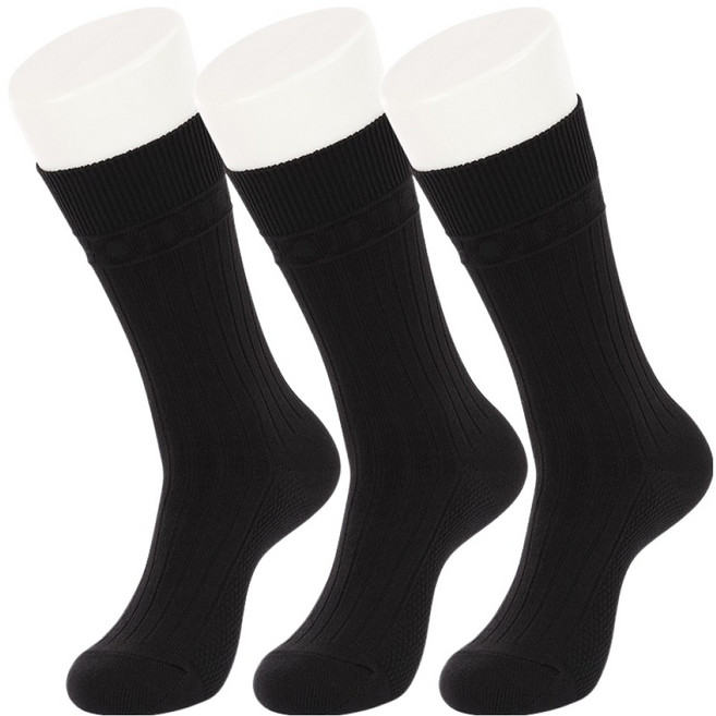 크로커다일 남성용 프리미엄 3올 면사 비즈니스 장목 양말 3켤레 CD343