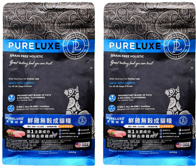 PURELUXE 鮮雞無穀成貓糧 全齡貓適用天然配方, 2袋