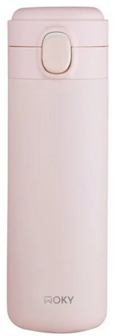 WOKY 沃廚 台灣公司貨 輕量輕芯鈦瓷易潔層彈蓋保溫瓶, 粉色, 450ml, 1個