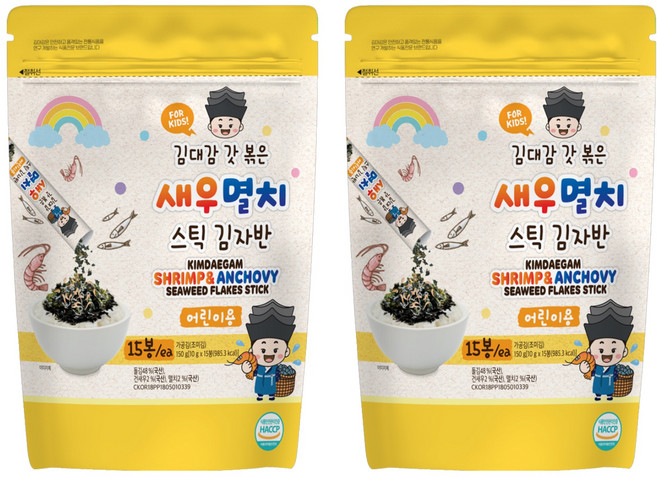 KIMDAEGAM 兒童海苔酥 蝦&鯷魚味, 150g, 2袋