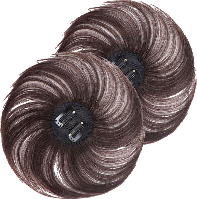 超仿真一片式無痕頭髮片 15cm, 2個, 深棕色