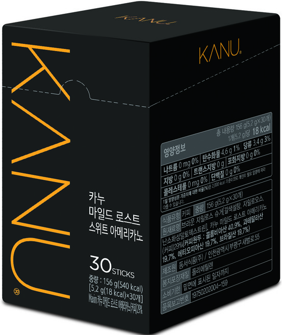 카누 콜롬비아 블렌드 마일드 로스트 스위트 아메리카노 스틱, 1개, 30개입, 5.2g