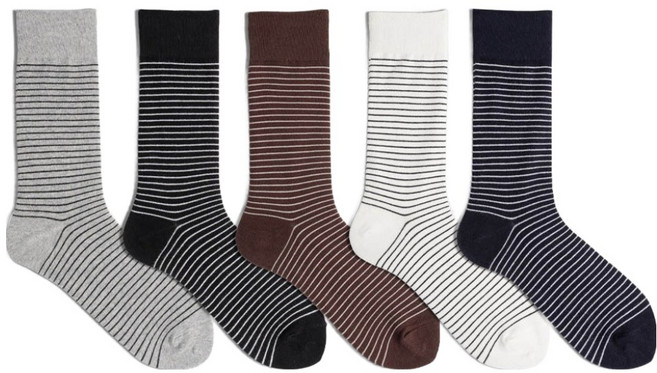 삭스팩토리 남성용 잔스트라이프 정장 양말 5켤레 세트
