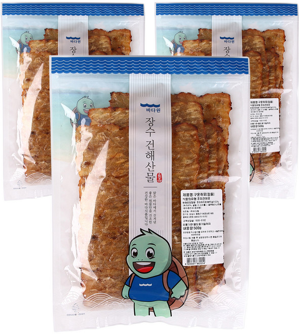 Badaone 烤長條魚乾, 500g, 3個