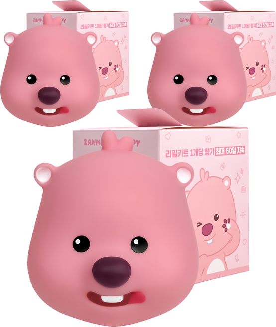 벨르아망 잔망루피 빅페이스 차량용 방향제 군침루피, 3개, 블랙체리