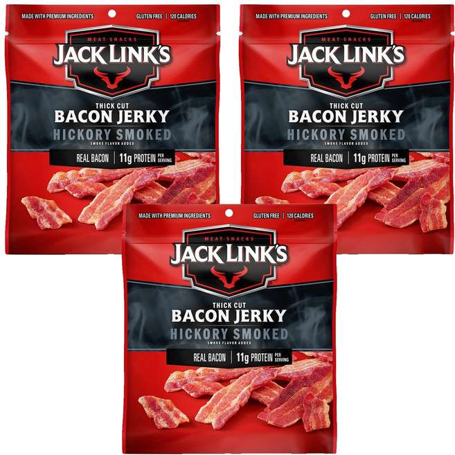 잭링크스 히코리우드 스모크 베이컨 저키, 71g, 3개