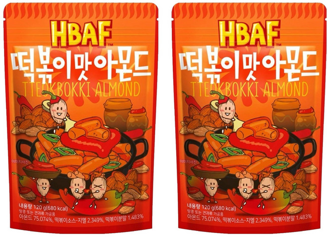 HBAF 杏仁果 辣炒年糕風味, 120g, 2包
