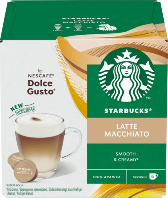 STARBUCKS 星巴克 拿鐵咖啡膠囊 咖啡膠囊5.5g 6顆 + 牛奶膠囊16g 6顆, 1盒, 21.5g, 6份