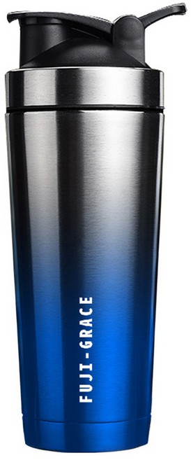 FUJI-GRACE 富士雅麗 灰陶瓷噴層寬口搖搖杯 750ml, 銀藍漸層, 1個