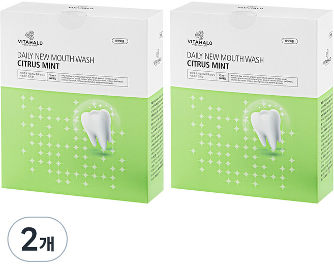 비타할로 데일리뉴 마우스워시 스틱형 시트러스 민트, 600ml, 2개