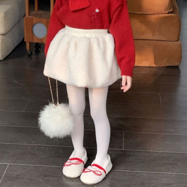 Uvely 兒童 Foxiring 毛絨短裙 青少年保暖公主裙
