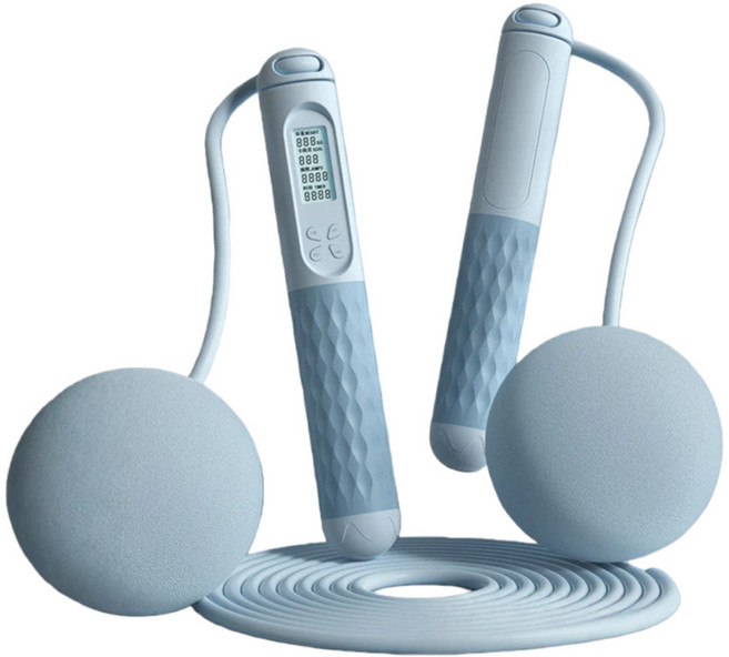 德利生活 負重無繩跳繩 矽膠+ABS材質 液晶中文大螢幕高畫質背光 智慧計數設計, 藍色, 1組