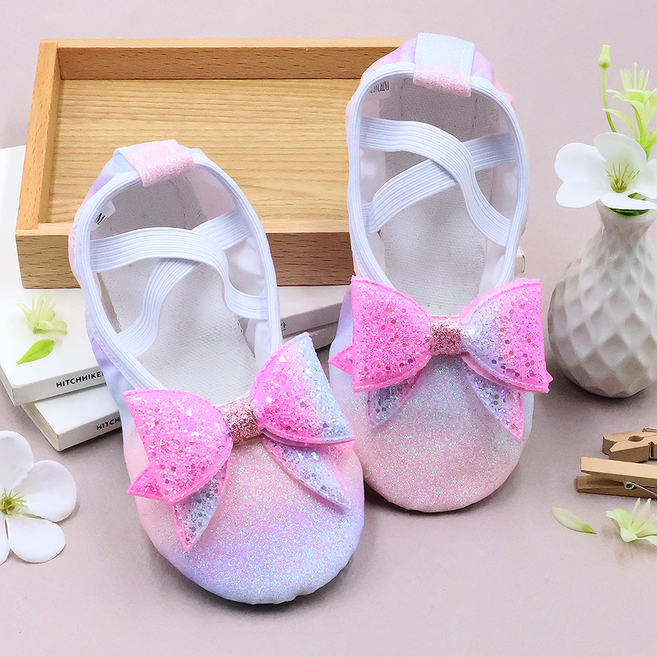 비단길 아동용 라민 펄리본 그라데이션 밴딩 발레슈즈