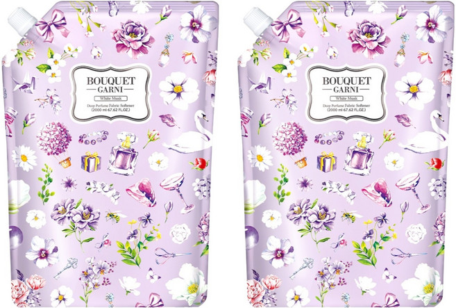 부케가르니 딥퍼퓸 섬유유연제 화이트머스크 리필, 2L, 1개입, 2개