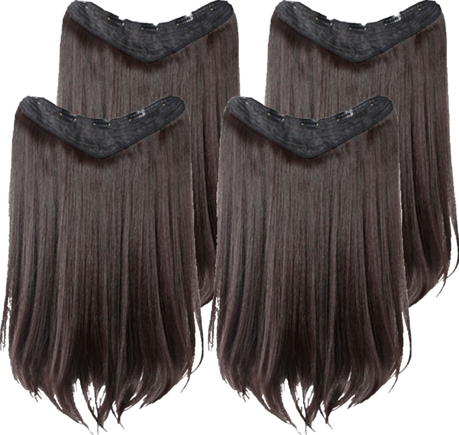 젤루나 긴생머리 셀프 헤어 붙임머리 똑딱이 반가발 HB-01, 3 다크브라운, 4개