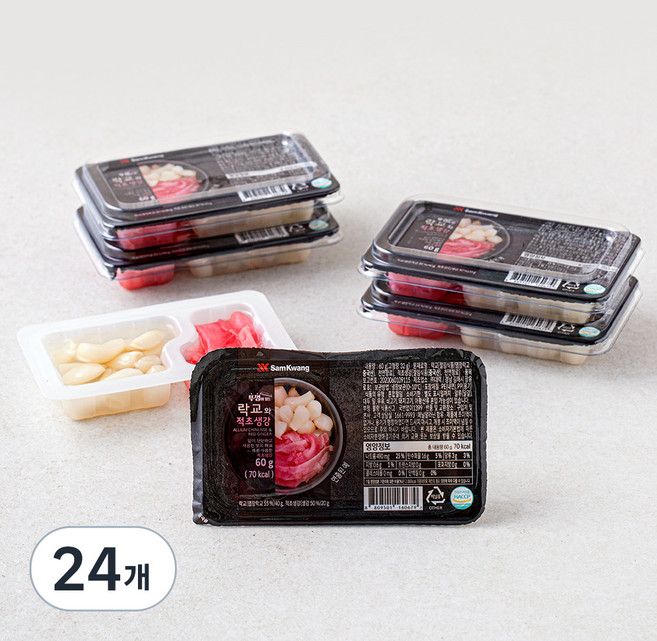 삼광 뚜껑이 있는 락교와 적초생강, 60g, 24개