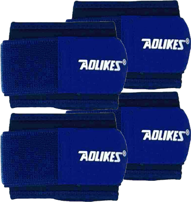AOLIKES 奧力克斯 加壓運動護腕 均碼可調節 SBR 彈力魔術貼 萊卡, 藍色, 4個