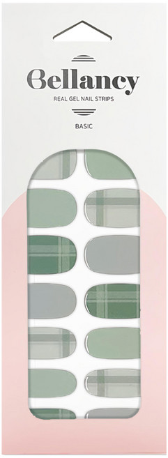 Bellancy 凝膠美甲貼 16片, No.02 Green Gray Tartan, 1組