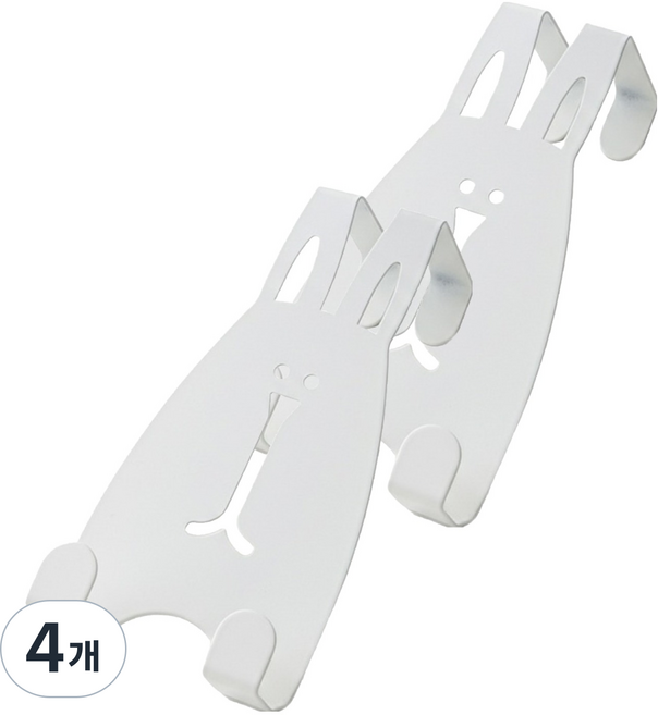 마켓피아 문걸이 다용도 후크 행거 토끼 디자인 도어훅, 하얀색, 4개