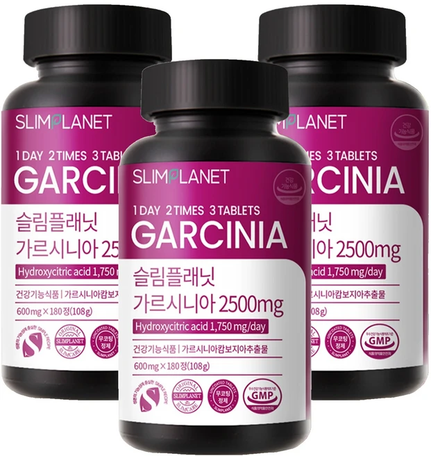 슬림플래닛 가르시니아 2500mg 다이어트 보조제 108g, 180정, 3개 - 쿠팡