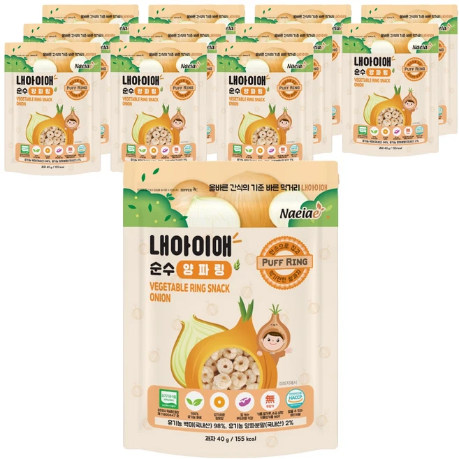 내아이애 순수 유기농 야채 퍼프링, 양파, 40g, 12개 - 쿠팡