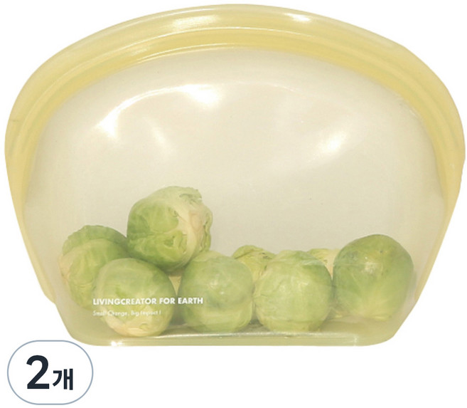 리빙크리에이터 지켜 실리콘 지퍼백 파스텔 올리브 1000ml, 2개, 단품