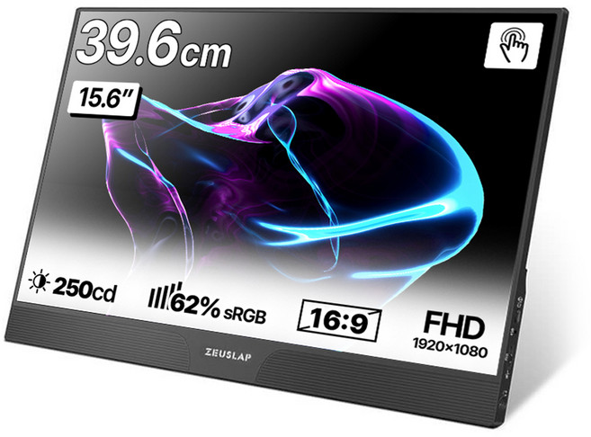 제우스랩 FHD 멀티 터치 휴대용 모니터 + 논글래어 액정보호필름, 39.6cm, Z15ST(모니터)