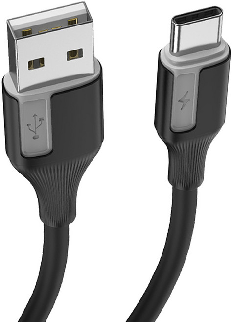 VOORCA 極光矽膠充電線 USB-A to USB-C, 黑色, 1個, 60cm