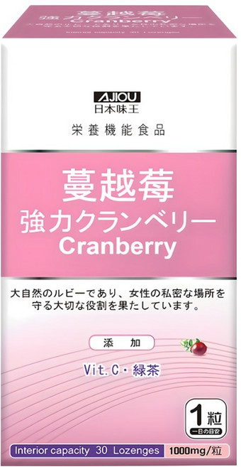AJIOU 日本味王 強效蔓越莓錠, 1g, 30錠, 1盒