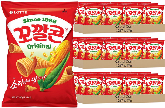 Kokkal Corn 玉米脆角 原味, 67g, 36包