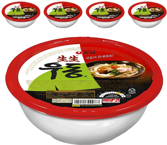 생생우동 면 컵, 276g, 5개