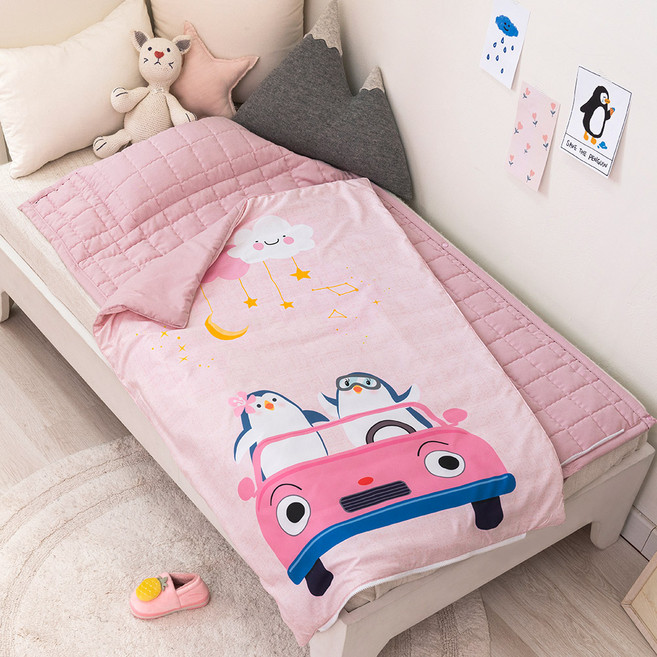 izari Kids Care一體式午睡被子薄墊枕芯組, 企鵝款