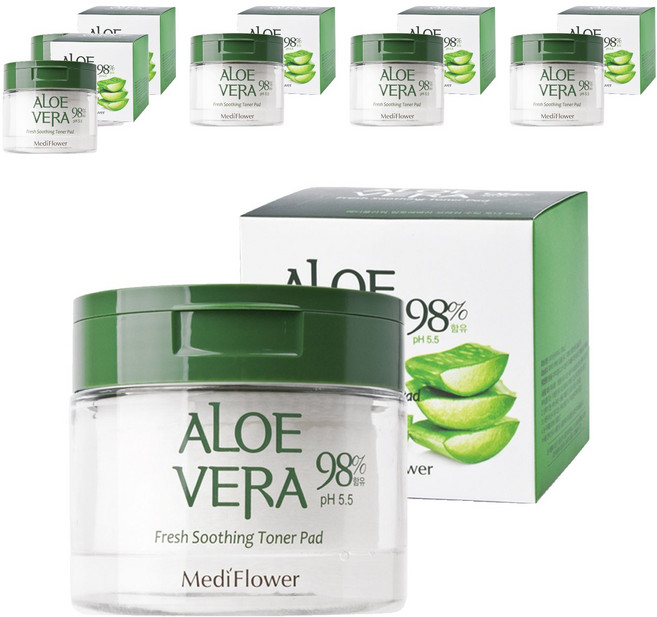 메디플라워 알로에 베라 프레쉬 수딩 토너패드 180ml, 60개입, 6개