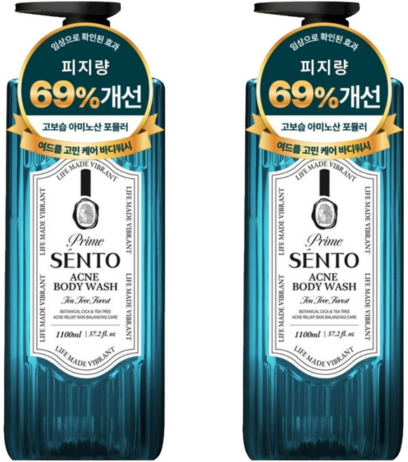 SENTO Prime Botanical 積雪草痘痘護理弱酸性沐浴乳 茶樹森林香, 2個, 1.1L