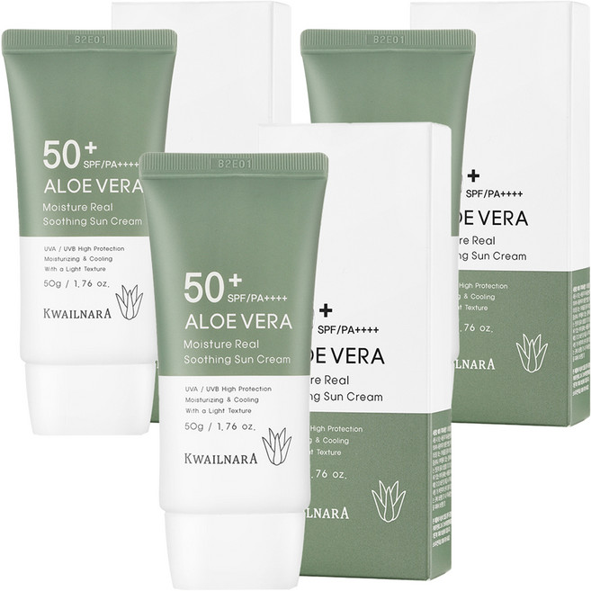 과일나라 알로에베라 모이스처 리얼 수딩 선크림 SPF50+ PA++++, 50g, 3개
