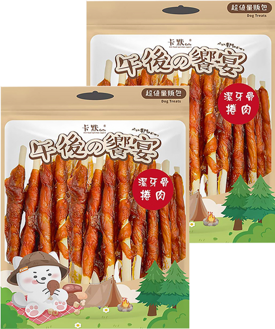CaMo 卡默 潔牙骨捲肉量販包 4個月齡以上全犬 24支, 2包, 雞肉 + 牛奶, 240g