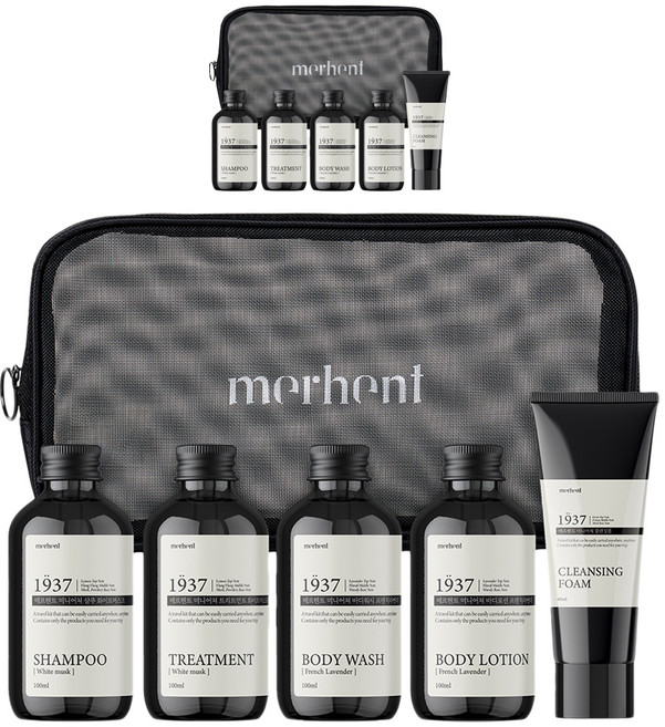 메르헨트 여행용 세면도구 트래블키트 5종 + 매쉬파우치 세트, 2세트