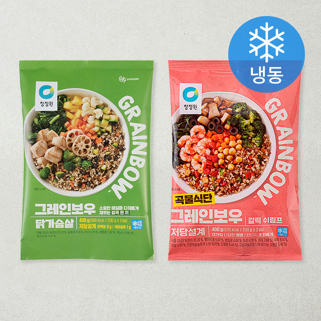 청정원 그레인보우 닭가슴살 200g 2p + 갈릭쉬림프 200g 2p (냉동), 800g, 1세트