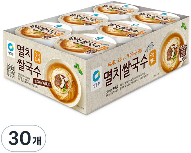 청정원 멸치 쌀국수 소컵, 58g, 30개