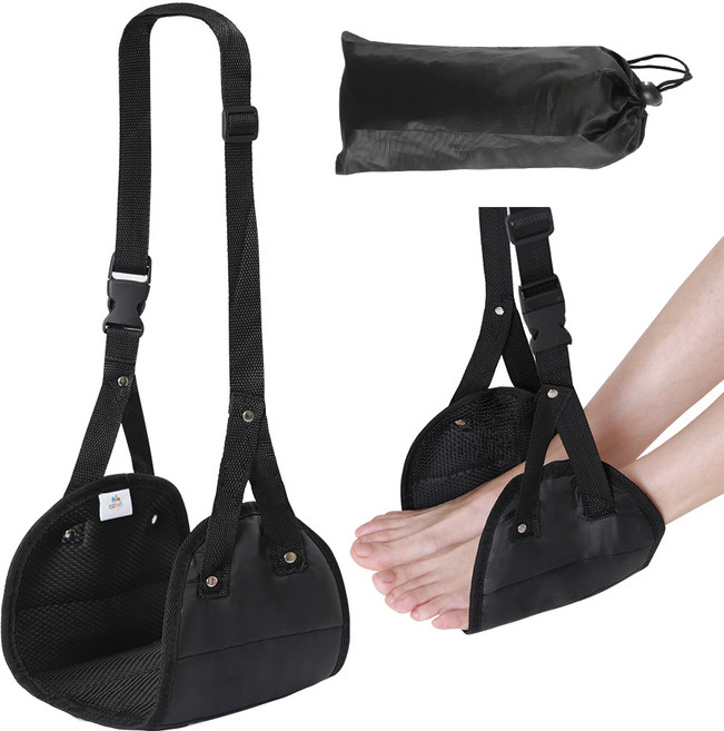 코멧 풋레스트 여행용 발해먹 발받침 + 파우치 세트, 블랙, 1세트