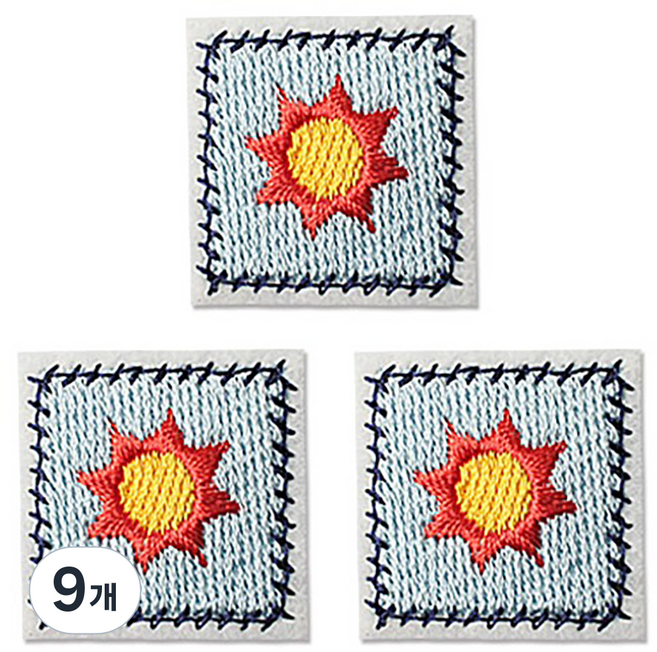 Button King 東大門鈕扣王 熱燙式刺繡臂章貼片, 9個, 太陽