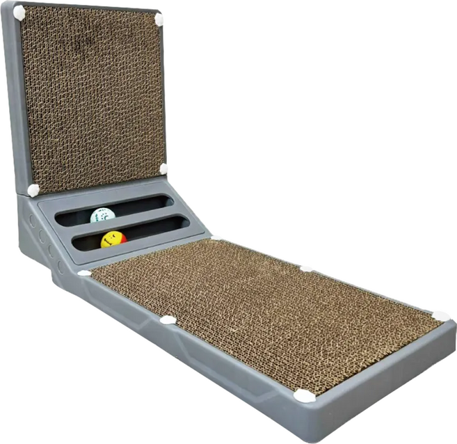 Nice U 毛樂趣 雙球貓抓板 灰色 瓦楞紙 PP聚丙烯, 1個