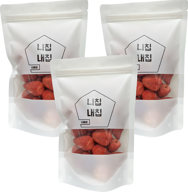 동결건조 달콤하고 바삭한 말린 딸기, 60g, 3개