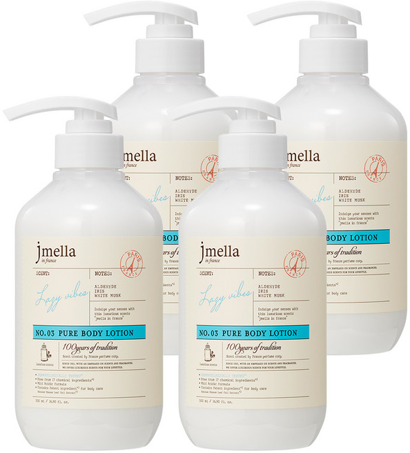 제이멜라 인 프랑스 퓨어 레이지 바이브 바디 로션, 500ml, 4개