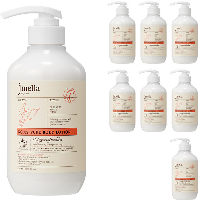 제이멜라 인 프랑스 퓨어 스프링 애플 바디 로션, 8개, 500ml