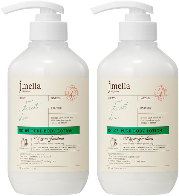 제이멜라 인 프랑스 퓨어 포레스트 듀 바디 로션, 2개, 500ml