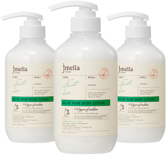 제이멜라 인 프랑스 퓨어 포레스트 듀 바디 로션, 3개, 500ml