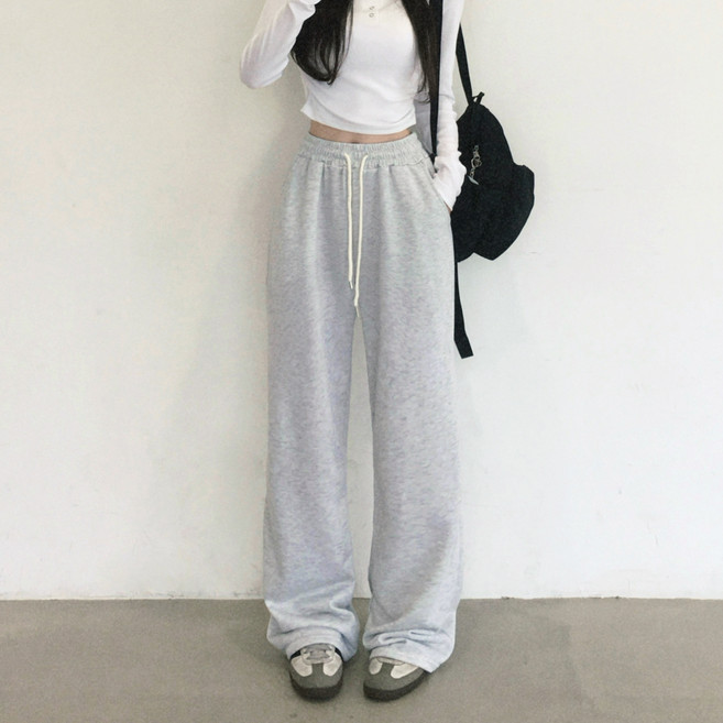 여성용 폴딩 트레이닝 와이드팬츠 롱