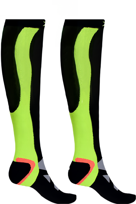 LEADER X 加強漸進式運動長筒壓縮襪 台灣製 75%尼龍 + 25%彈性纖維, 黑色 + 綠色, 1雙