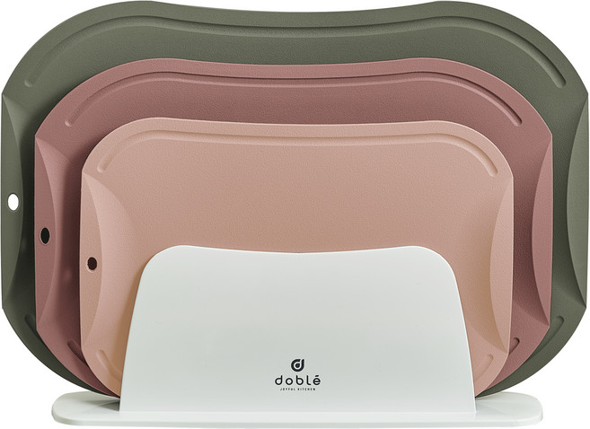 도블레 칼집나지 않는 도마, 1세트, 도마 소 살몬 + 중 말린장미 + 대 카키 + 거치대